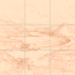 Sepia sketch with grid