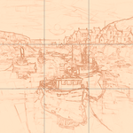 Sepia sketch with grid