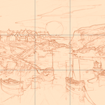 Sepia sketch with grid