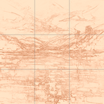 Sepia sketch with grid