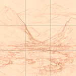 Sepia sketch with grid