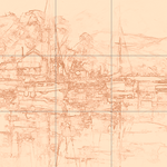 Sepia sketch with grid