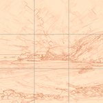 Sepia sketch with grid