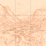 Sepia sketch with grid