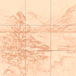 Sepia sketch with grid