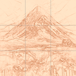 Sepia sketch with grid