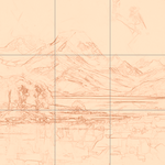 Sepia sketch with grid