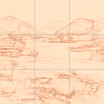 Sepia sketch with grid