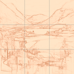 Sepia sketch with grid