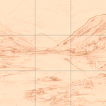 Sepia sketch with grid