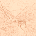 Sepia sketch with grid