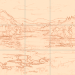 Sepia sketch with grid