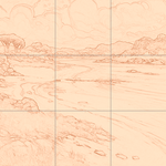 Sepia sketch with grid