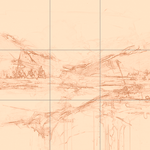 Sepia sketch with grid