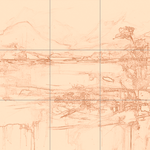 Sepia sketch with grid