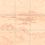 Sepia sketch with grid