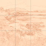 Sepia sketch with grid