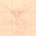 Sepia sketch with grid