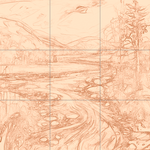 Sepia sketch with grid