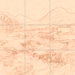 Sepia sketch with grid