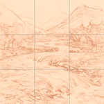 Sepia sketch with grid