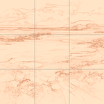 Sepia sketch with grid