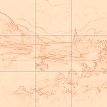 Sepia sketch with grid