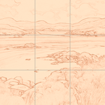 Sepia sketch with grid