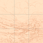 Sepia sketch with grid