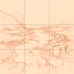 Sepia sketch with grid