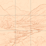 Sepia sketch with grid