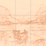 Sepia sketch with grid