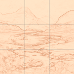 Sepia sketch with grid