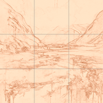 Sepia sketch with grid