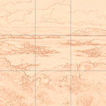 Sepia sketch with grid