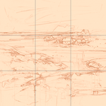 Sepia sketch with grid