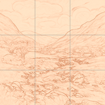 Sepia sketch with grid