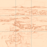 Sepia sketch with grid