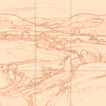 Sepia sketch with grid