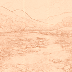 Sepia sketch with grid