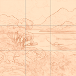 Sepia sketch with grid