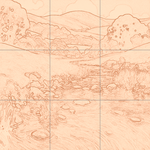 Sepia sketch with grid