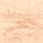 Sepia sketch with grid