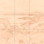 Sepia sketch with grid