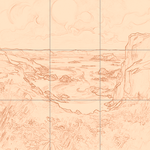 Sepia sketch with grid