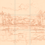 Sepia sketch with grid