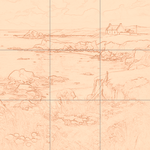 Sepia sketch with grid