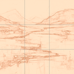 Sepia sketch with grid