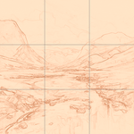 Sepia sketch with grid