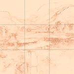 Sepia sketch with grid